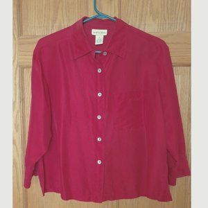 Sarah B Studio 100% Silk boxy shirt with shell buttons